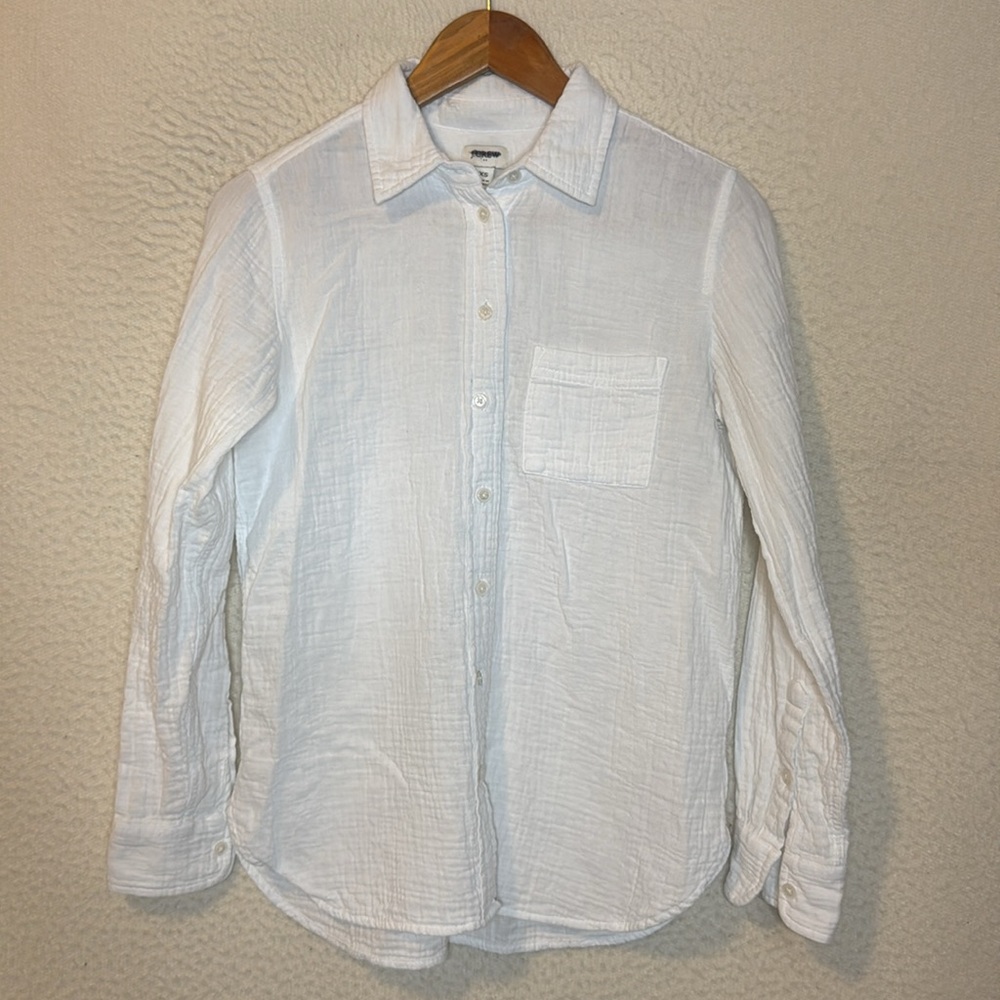 J Crew Double‎ Gauze Button Front Shirt Womens Size XS White